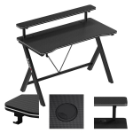 Huzaro Hero 1.9 black žaidimų stalas 120 cm &ndash; su lentyna monitoriui, ergonominis