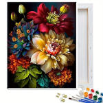 Spalvingos gėlės &ndash; tapybos pagal skaičius rinkinys su porėmiu, 40&times;50 cm.