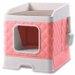 Eleganti&scaron;ka uždara kačių dėžė su draskykle Globani, rožinė