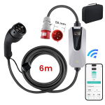 Laidai elektromobilių krovimo stotelėms Junsun 11 kW 16 A 2 tipo trifazis EV įkroviklis atitinkantis ES standartus, valdomas per programėlę perjungiama srovė 6 m CEE Wallbox