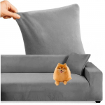 Kampinės sofos užvalkalas &ndash; tamsiai pilkas elastingas velvetas 145-185cm