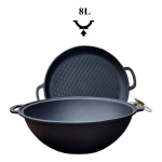 Ketaus WOK / kazanas 8 l su GRILL ketaus dangčiu keptuvė