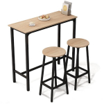 Baras virtuvės stalas + 2 taburetės, modernus pramoninis loft stilius, &scaron;viesiai rudos spalvos