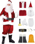 Kostiumas Santa Claus Deluxe, 11 dalių, raudonas, L, L