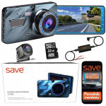 Vaizdo registratorius save s-900, full hd 1080p, 4" ekranas, su galine kamera ir 32 gb kortele
