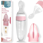 Mink&scaron;tas silikoninis kūdikių maitinimo buteliukas su &scaron;auk&scaron;teliu LIVMAN MST6969, 100ml