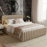 Lova POSH + Čiužinys SAPNAS 2 XL|140x200|Tamsiai smėlio #10|Veliūras