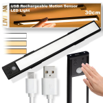 Įkraunamas USB LED &scaron;viestuvas LIVMAN BH-K32 su judesio jutikliu ir 3 ap&scaron;vietimo spalvų režimais, 30cm