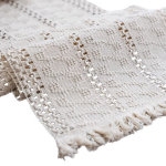 Boho makramė stalo takelis i&scaron; medvilnės ir lino su kutais, stačiakampis 30 &times; 180 cm