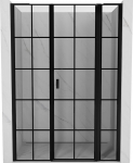 Mexen Mist L atveriamos de&scaron;inės du&scaron;o durys 140 cm, juoda grotelės, juodos - 8A4L-140-001-70-77-P, 140x200 cm