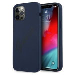 Guess Vintage Silicone Cover, skirtas Apple iPhone 12 Pro Max 6.7, mėlynas