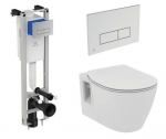 Komplektas pakabinamo klozeto Ideal Standard WC CONNECT RIM su lėtai nusileidžiančiu dangčiu