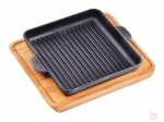 Brizoll Ketaus grill keptuvė su mediniu padėklu HoReCa, 18x18 cm
