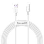 Auk&scaron;tos kokybės USB - USB-C kabelis 66W 6A 2m, baltas