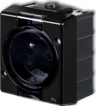 Karlik Senior juodas hermeti&scaron;kas pavir&scaron;inio montavimo ki&scaron;tukinis lizdas Ip44