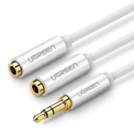 Ausinių skirstytuvas 3,5 mm mini jack į 2x mini jack 20 cm, baltas