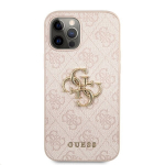 Guess PU 4G Metal Logo Case, skirtas iPhone 12/12 Pro, rožinis