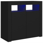&Scaron;oninė spintelė su LED ap&scaron;vietimu, juodos spalvos, 80x35x75 cm