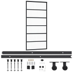 vidaXL Stumdomos durys su įrangos rinkiniu, 90x205cm, ESG ir aliuminis, Juoda