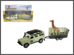 Visureigis Land Rover su žirafos priekaba