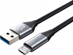 Usb - microUsb 2.0 sustiprintas tvirtas 2 m ilgio pintas kabelis Montis