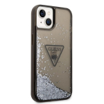 Guess PC/TPU Liquid Glitter Triangle Logo Case skirtas iPhone 14, juodas