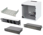 Digitus serverio spinta DN-10-SET-1, 10 colių, 6U, RAL 7035, plienas, 8 prievadų jungiklis, pach panelė, lentyna, PDU