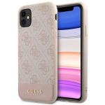 Guess 4G Bottom Stripe Collection dėklas, skirtas iPhone 11 (rožinis), Rožinė