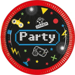 Vienkartinės popierinės lėk&scaron;tės 19,5 cm, 8 vnt, Gaming Party 93770