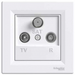 Schneider Electric Asfora TV/R/SAT galinė rozetė, 1 dB, balta