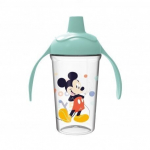 Nei&scaron;siliejantis puodelis kietu snapeliu Thermobaby, 295ml. Mickey