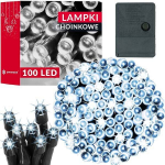 Led lemputės eglutei 100 vnt., 8.5m, &scaron;altai balta, vidui/lauke