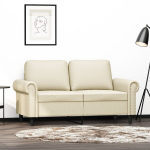Dvivietė sofa, kreminės spalvos, 120cm, dirbtinė oda
