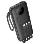 Atsarginis maitinimo &scaron;altinis ("Power Bank") Borofone Power Bank 10000mAh BJ53 Power &ndash; su Micro USB, USB, Type C ir Lightning kabeliais, juodas.