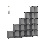 Regalų sistema, SONGMICS batų lentyna, rinkinys i&scaron; 15 kubų, 153x31x153 cm, Pilka