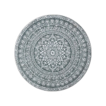 Apvalus boho stiliaus kilimas, 160 cm, pilkas