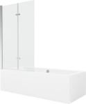 Vonia Mexen Cube su apdaila ir stiklo sienele, 180x80 cm + 100 cm (II), White+Chrome/Transparent