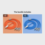 3 in 1 USB įkrovimo laidas, Oranžinė*2 + Mėlyna*2