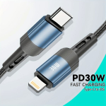30W Greitas Įkrovimo USB-C į Lightning Kabelis, Mėlyna