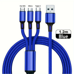 3-in-1 Greito Įkrovimo USB Laidas, Mėlyna