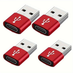 4 vnt. USB-C į USB-A adapteriai, 4 Raudona