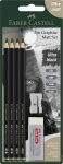 Faber-castell Pitt Matt grafitiniai pie&scaron;tukai, 4 vnt., su trintuku