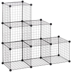 Metalinė kubelių lentynėlė, reguliuojama kubelių spintelė drabužiams, knygoms, žaislams, lanksti, 109 (ilgis) x 37 (plotis) x 109 (auk&scaron;tis) cm, juoda, Juoda