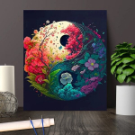 &bdquo;Pasidaryk pats&ldquo; suaugusiems tapyba &bdquo;pasidaryk pats&ldquo; pagal skaičius Yin Yang dizainas, be rėmelio, 40 x 50 cm, 1 vnt., 40x50 cm