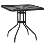 "Outsunny" sodo stalas nuimamas metalinis 76x76 cm oro sąlygoms atsparus kvadratinis balkono stalas su skyle skėčiui, neslidus bufeto stalas kempingo stalas kiemo stalas lauko sodui, terasai balkonui juodas, Juoda