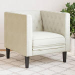 Chesterfield krėslas, kreminės spalvos, aksomas