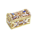 Metalinė ažūrinė dėžutė papuo&scaron;alams skrynutė geltona, 6.5x3.5 H4.5cm