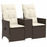 Atlo&scaron;iama dvivietė sodo sofa，Lauko sofa su staliuku, ruda, poliratanas CFE67089