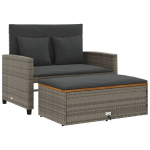 Dvivietė sodo sofa，Lauko sofa su pagalvėlėmis, pilkas, poliratanas/akacija CFE79987