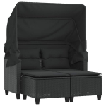 Dvivietė sodo sofa，Lauko sofa su skliautu/taburetėmis, juoda, poliratanas CFE65826